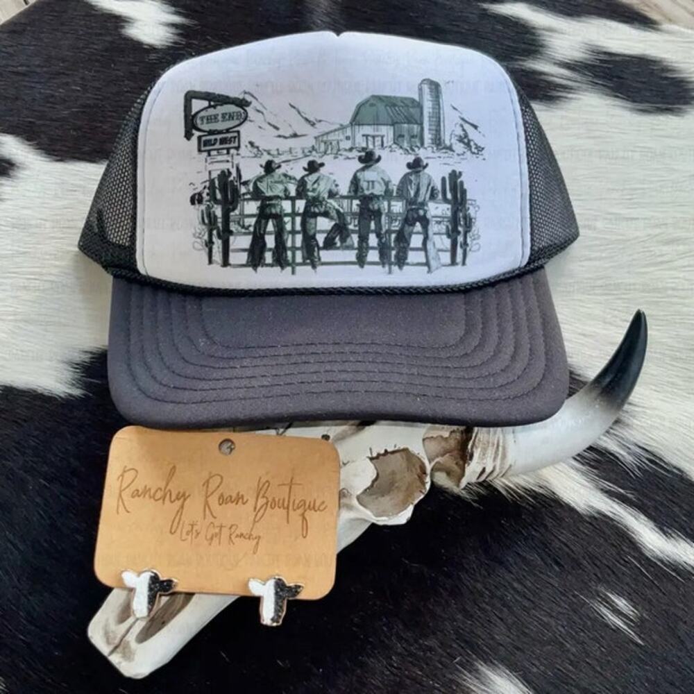 Cowboy Scene Western Foam Trucker Hat